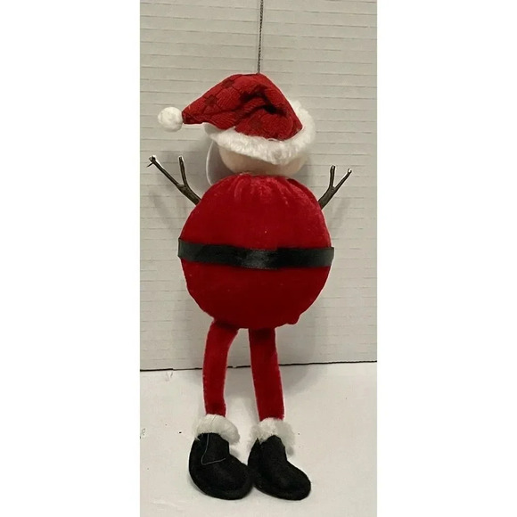 Santa Ball Christmas Ornament Santa Fat Round Red 8”Long With Stick Arms - Picture 2 of 2